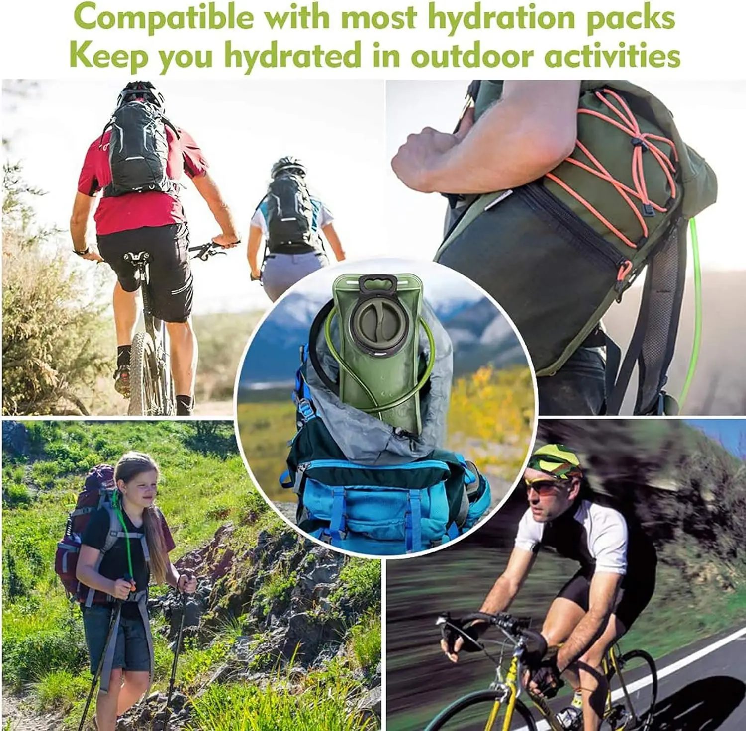 Hydration Bladder 2L Water Bladder for Hiking Backpack Leak Proof Water Reservoir Storage Bag Military Green 2 Liter - Image 3