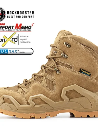 ROCKROOSTER Hiking shoes Men waterproof hunting Boots Tactical Desert Combat Boots trekking Ankle mountian cow Leather Sneakers