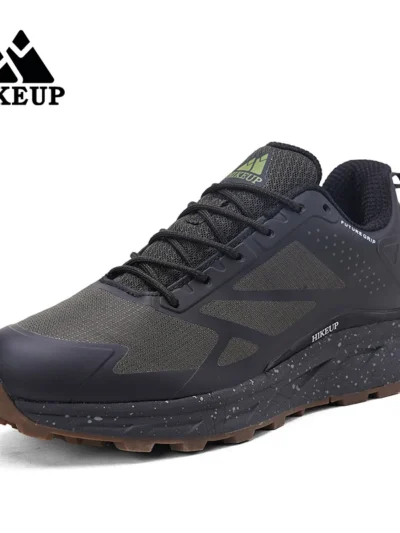 HIKEUP Men's Hiking Trail Running Shoes Breathable Hiking Sport Trail Male Comfort Trekking Running Sneakers