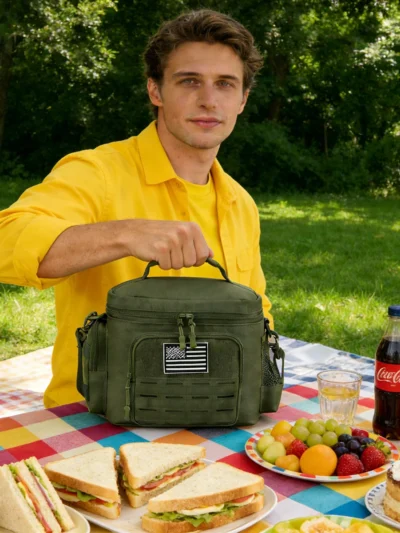 Tactical Lunch Box for Men Outdoor Heavy Duty Lunch Bag Work Leakproof Insulated Durable Thermal Cooler Bag Meal Camping Picnic