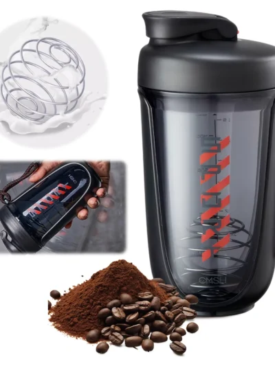 590ml Drink Shake Bottle with Shaker Ball Fitness Water Cup Leak Proof Whey Protein Powder Mixer Bottle for Indoor Outdoor