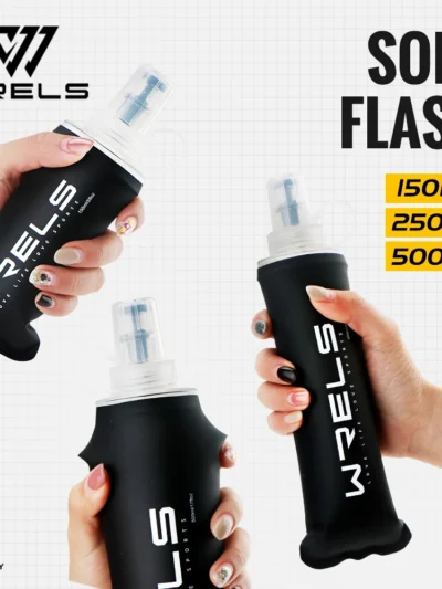 WRELS Portable TPU Soft Water Bottle BPA Free Folding Soft Flasks For Outdoor Sports Marathon Running Hydration Camping Hiking