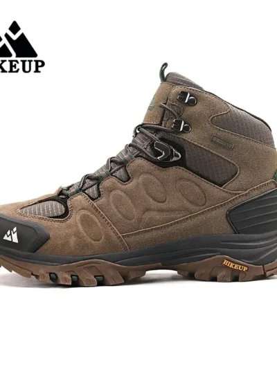 HIKEUP High-Top Men Hiking Boot Winter Outdoor Shoes Lace-Up Non-slip Sports Casual Trekking Boots Man Suede Warm Shoes