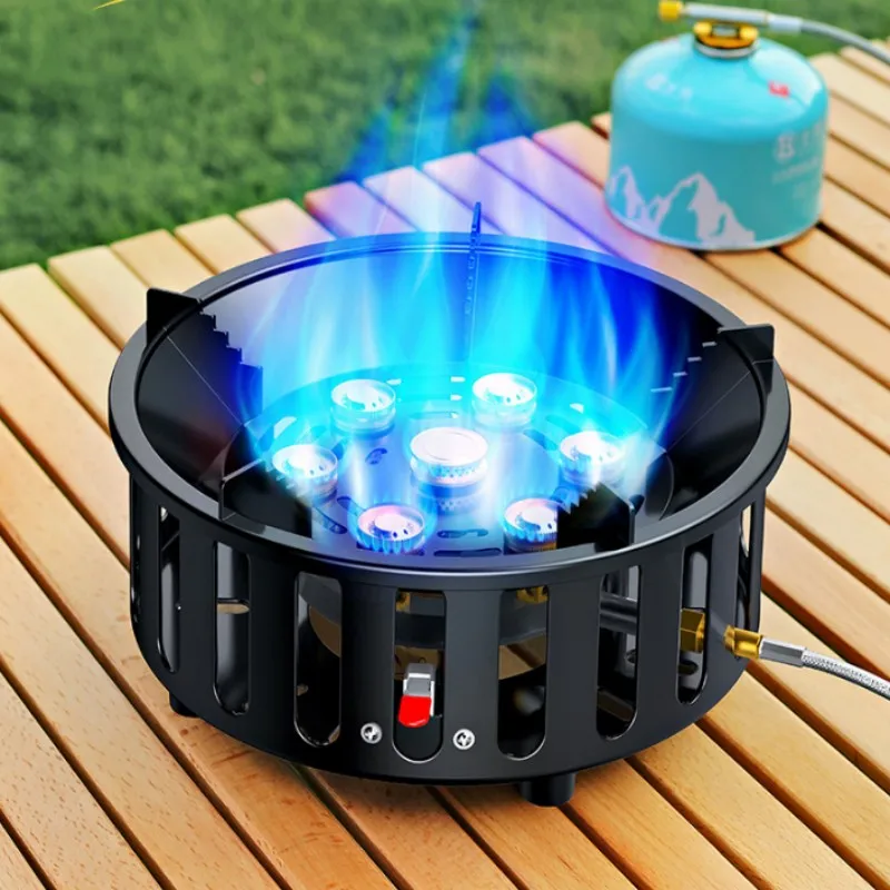 Portable 7-Core High-Power 19800W Camping Stove Windproof Gas Burner with Electronic Ignition for Outdoor Cooking Equipment - Image 5