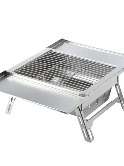 IGT Outdoor Stainless Steel Folding Barbecue Charcoal Grills Portable Camping Small Barbecue Oven Wild Journey