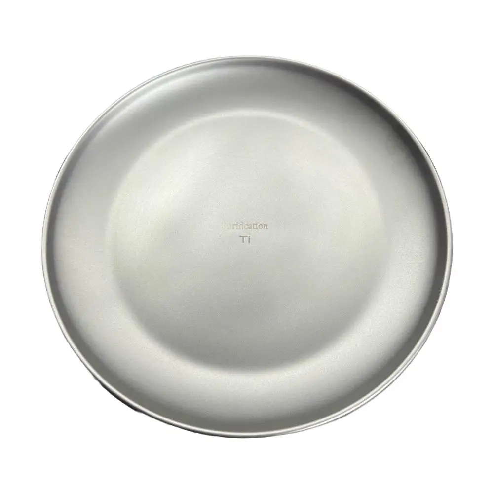 20CM Titanium Camping Plate Multi-Purpose Camping Plate For Barbecue Home Titanium Dinnerware Round Frosted Picnic Gear - Image 7