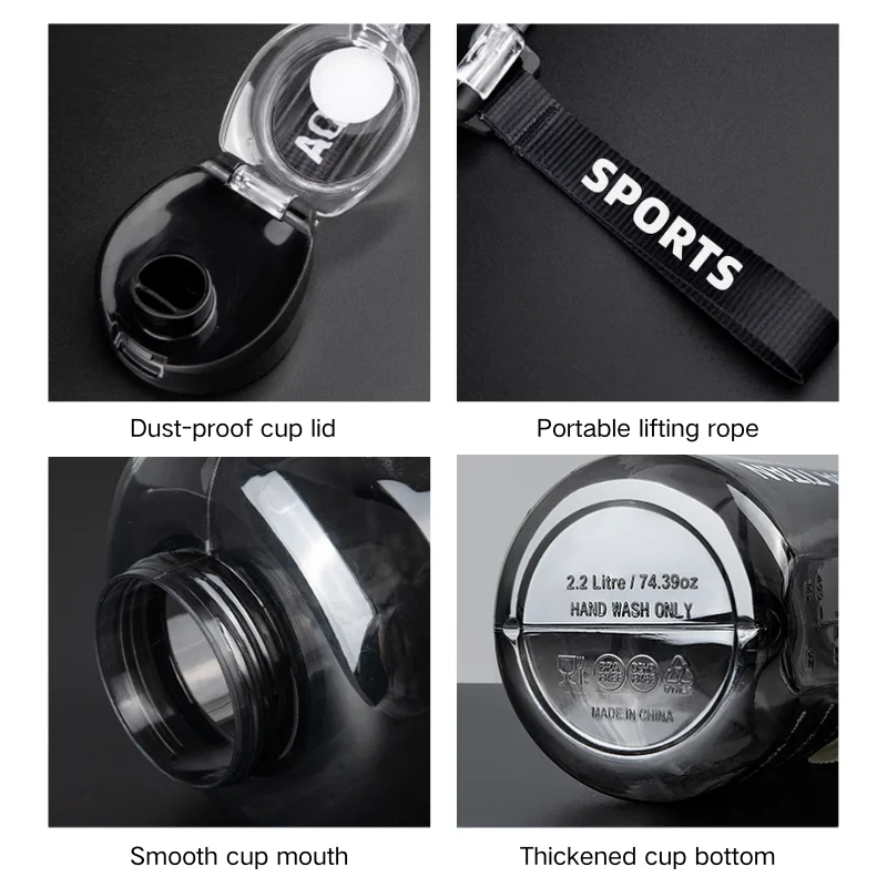 1200ml Large Capacity Sports Water Bottle With Straw Leakproof Plastic Drinking Bottles Outdoor Travel Hiking Gym Jugs BBA Free - Image 5