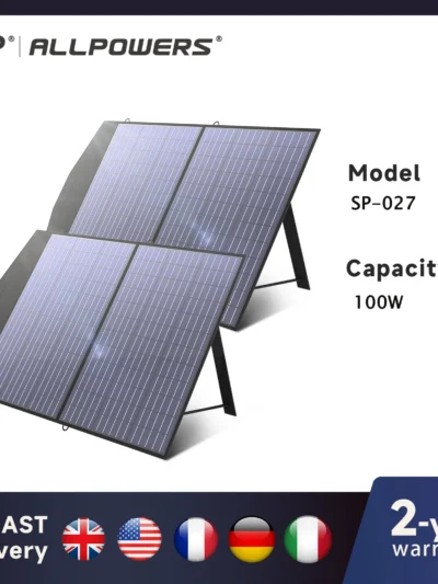 ALLPOWERS Foldable and Portable Solar Panel 100 / 200W Solar Battery Charger，Outdoor Emergency Backup Power for Powerstation etc