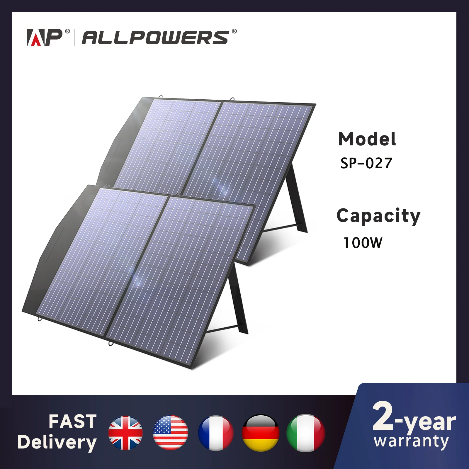 ALLPOWERS Foldable and Portable Solar Panel 100 / 200W Solar Battery Charger,Outdoor Emergency Backup Power for Powerstation etc