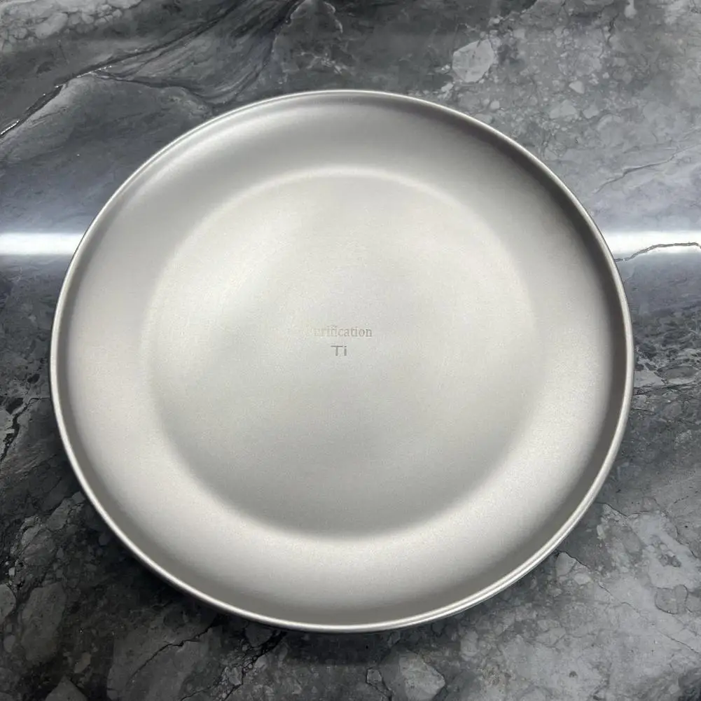 20CM Titanium Camping Plate Multi-Purpose Camping Plate For Barbecue Home Titanium Dinnerware Round Frosted Picnic Gear - Image 2