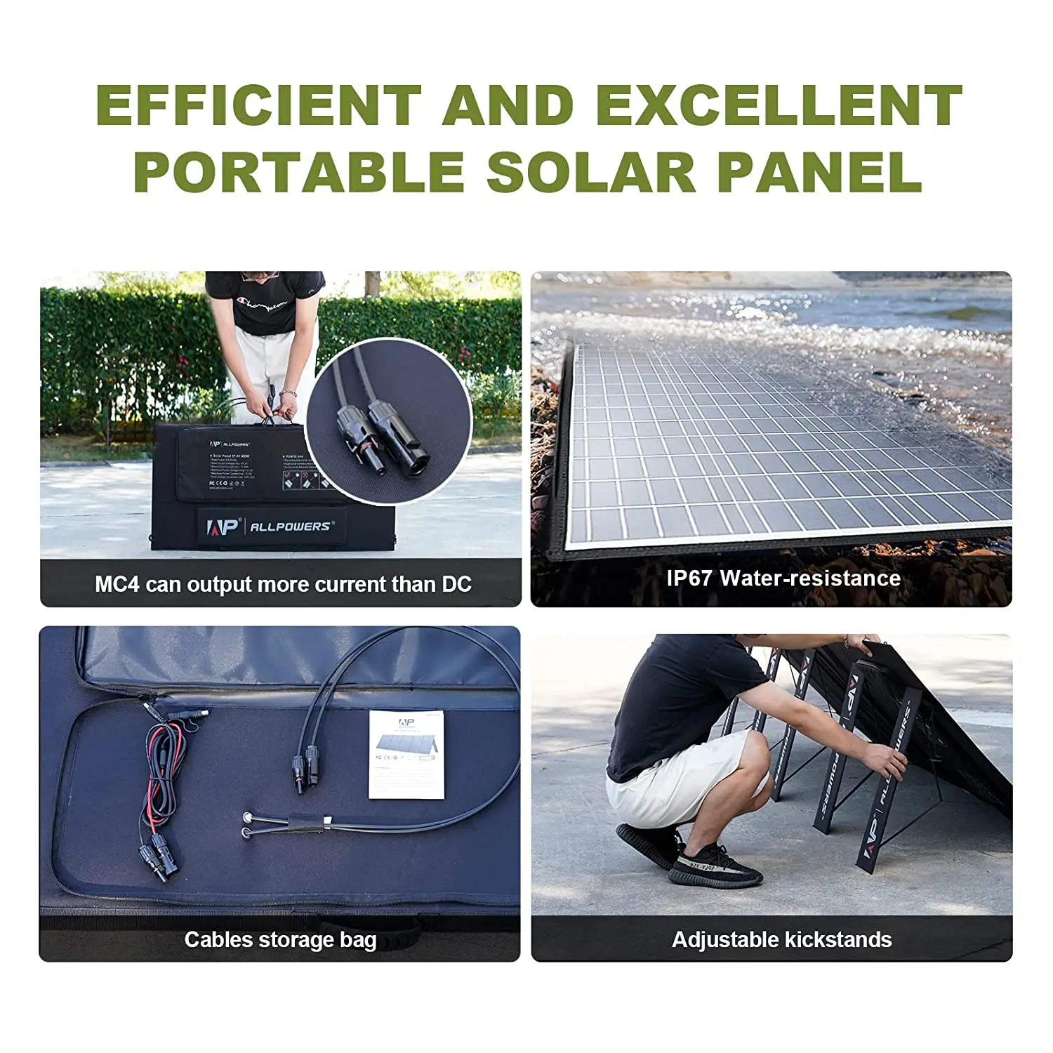 ALLPOWERS Foldable Solar Panel 400W / 200W / 140W / 100W / 60W Solar Charger with Solar Output for Power Station Solar Generator - Image 5