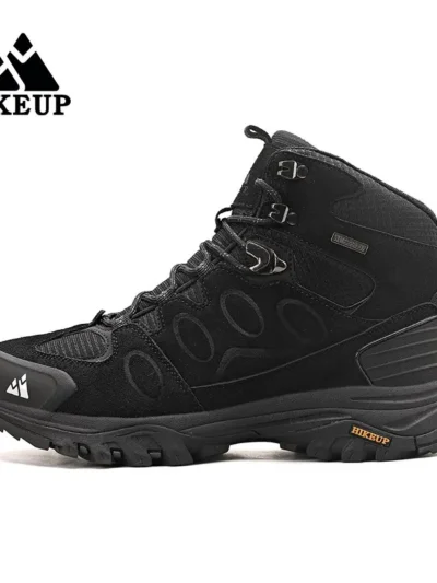 HIKEUP High-Top Men Hiking Boot Winter Outdoor Shoes Lace-Up Non-slip Sports Casual Trekking Boots Man Suede Warm Shoes