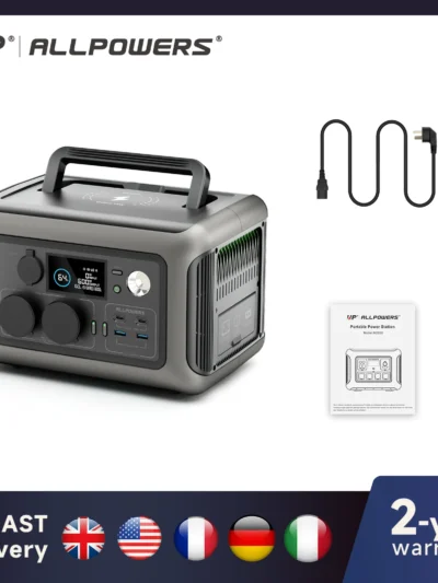 ALLPOWERS Portable Power Station R600, 299Wh LiFeP04 Battery with 2x 600W (1200W Surge) AC Outlets for Outdoor Camping RV Home