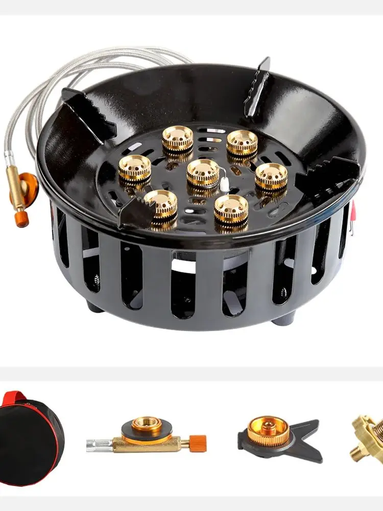 Portable 7-Core High-Power 19800W Camping Stove Windproof Gas Burner with Electronic Ignition for Outdoor Cooking Equipment - Image 7
