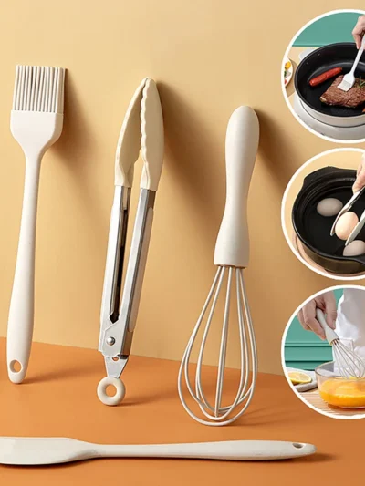 1/4Pieces Household Food Grade Silicone Mini Baking Scraper Oil Brush Egg Beater Food Clip Baking Tool Set Outdoor Tableware