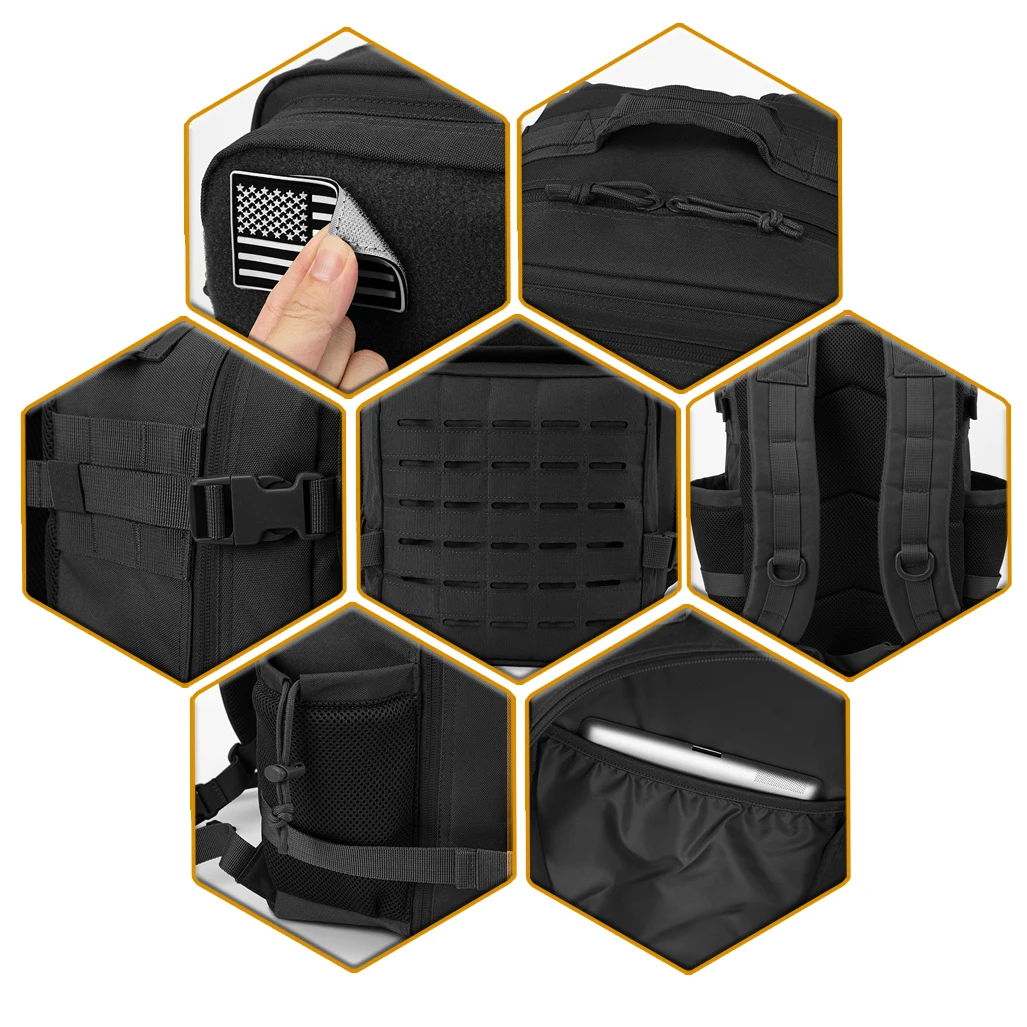 25L Tactical Backpack Outdoor Bag Fitness Backpack MOLLE Backpack Women's/Men's Hiking Survival Backpack Men's Dual Cup Holder - Image 5