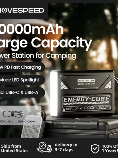 MOVESPEED LED Camping Lantern 70000mAh Large Capacity Battery w/ Rechargeable Lamp LED Emergency Light for Outdoor Power Outage