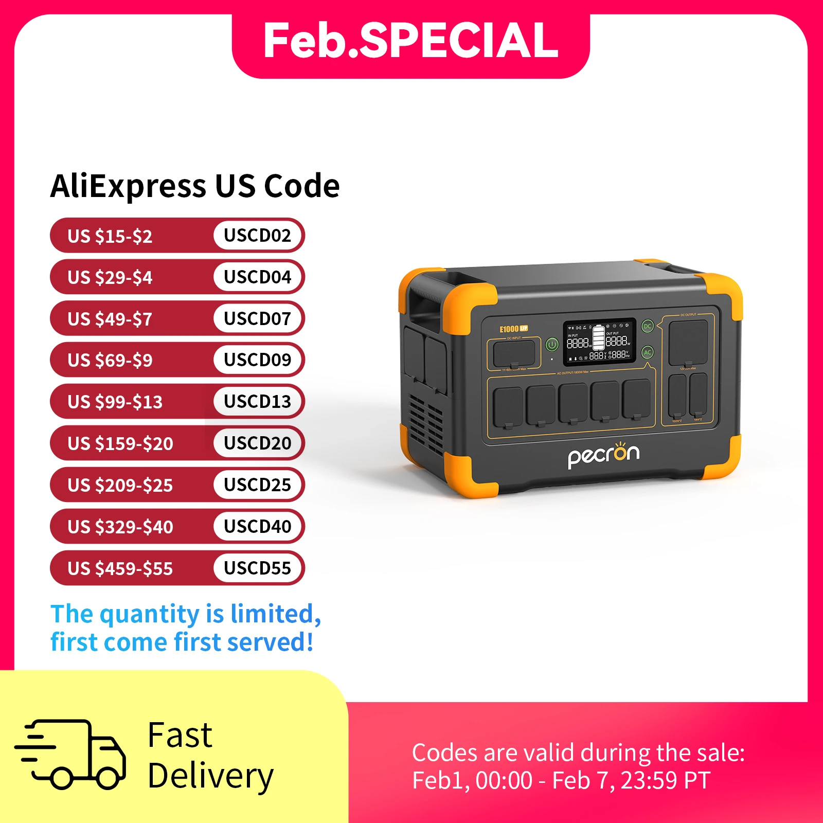 pecron E1000LFP Portable Power Station 1024Wh LiFePO4 Battery Backup 1800W Solar Generator Expandable to 4096Wh Fast Charging