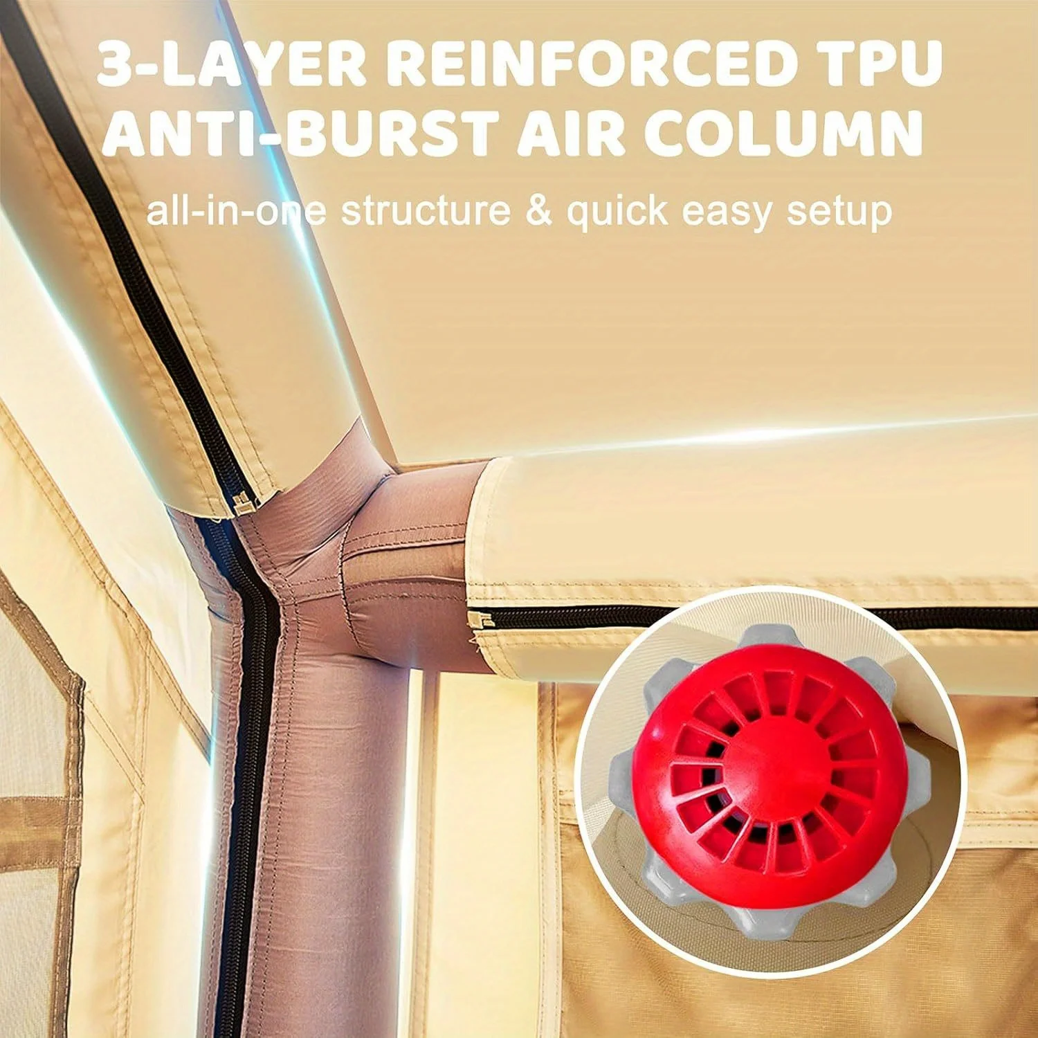 Inflatable tent camping, 4-6 person hand pump inflatable tent, with skylight and double door waterproof oxford cloth with chim - Image 6