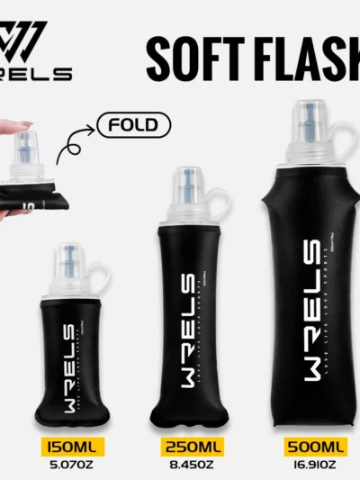 WRELS Water Bottle TPU Folding Soft Flask Outdoor Sport Water Bag Collapsible Water Bottle 500ml For Running Camping BPA Free