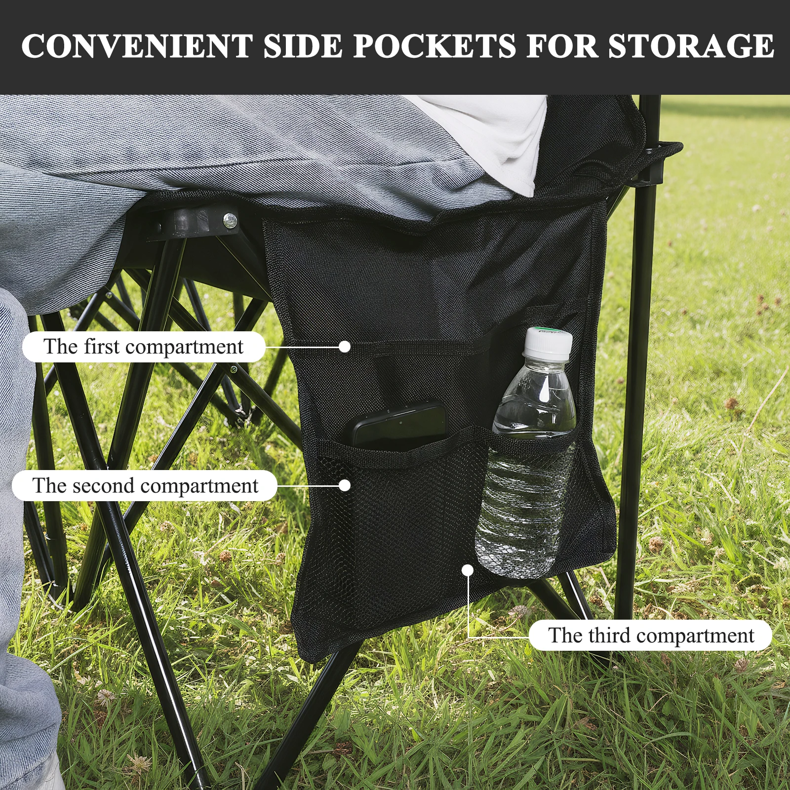 Folding Team Bench with Storage Bag & Backrest Foldable Sideline Bench 600D Oxford for Football Baseball Camping Outdoor Events - Image 2