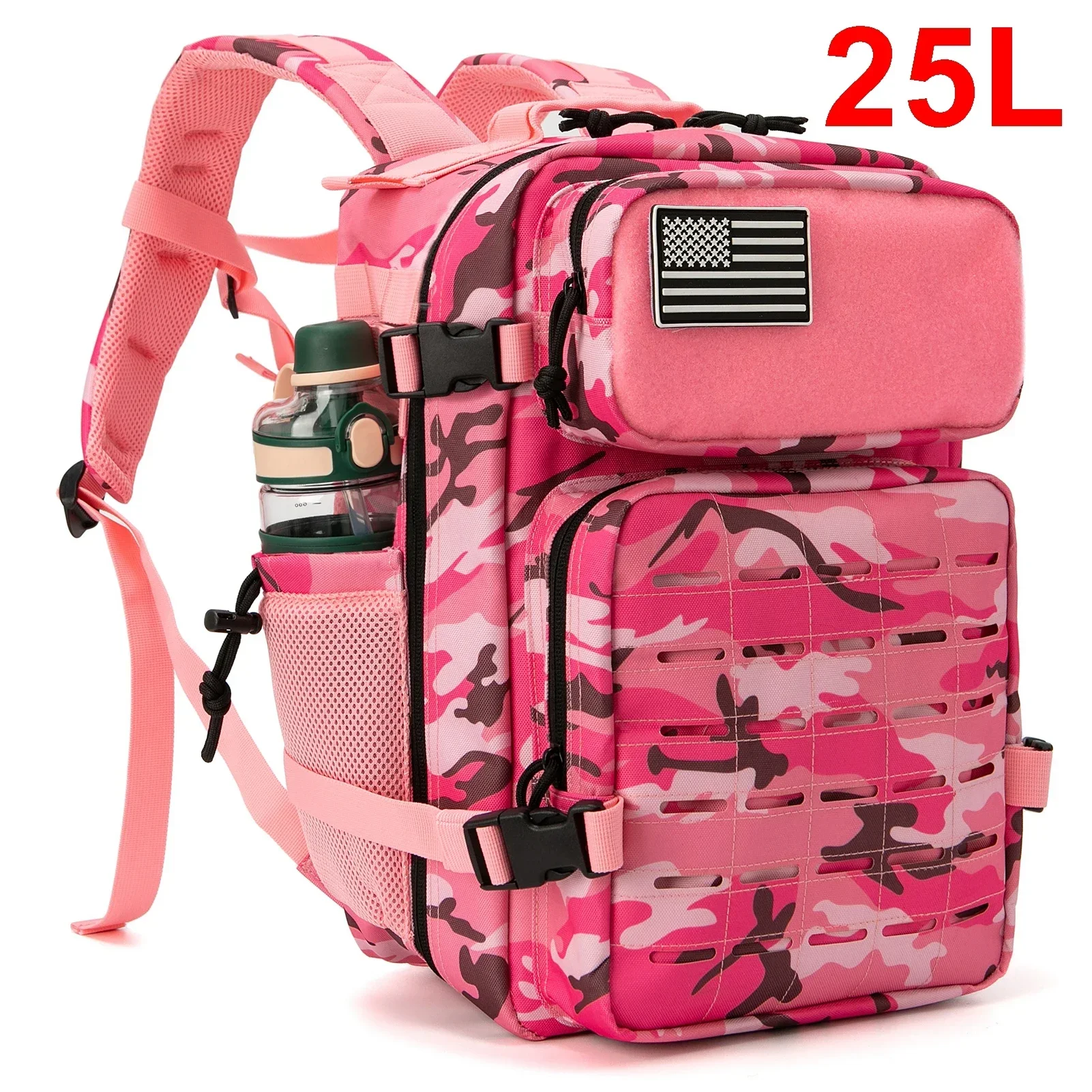 25L Tactical Backpack Outdoor Bag Fitness Backpack MOLLE Backpack Women's/Men's Hiking Survival Backpack Men's Dual Cup Holder - Image 13