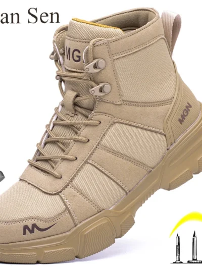 Work Boots Indestructible Safety Shoes Men Steel Toe Shoes Puncture-Proof Sneakers Women Non Slip Work Shoes Male Tactical Boots