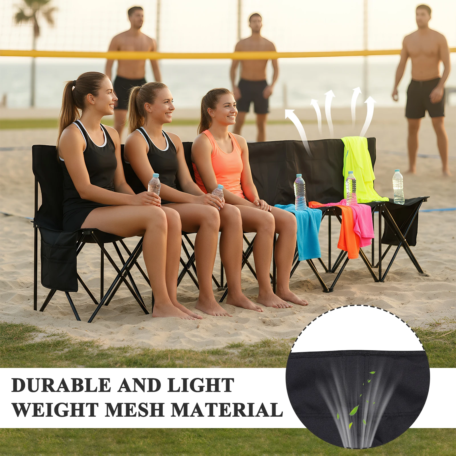 Folding Team Bench with Storage Bag & Backrest Foldable Sideline Bench 600D Oxford for Football Baseball Camping Outdoor Events - Image 3