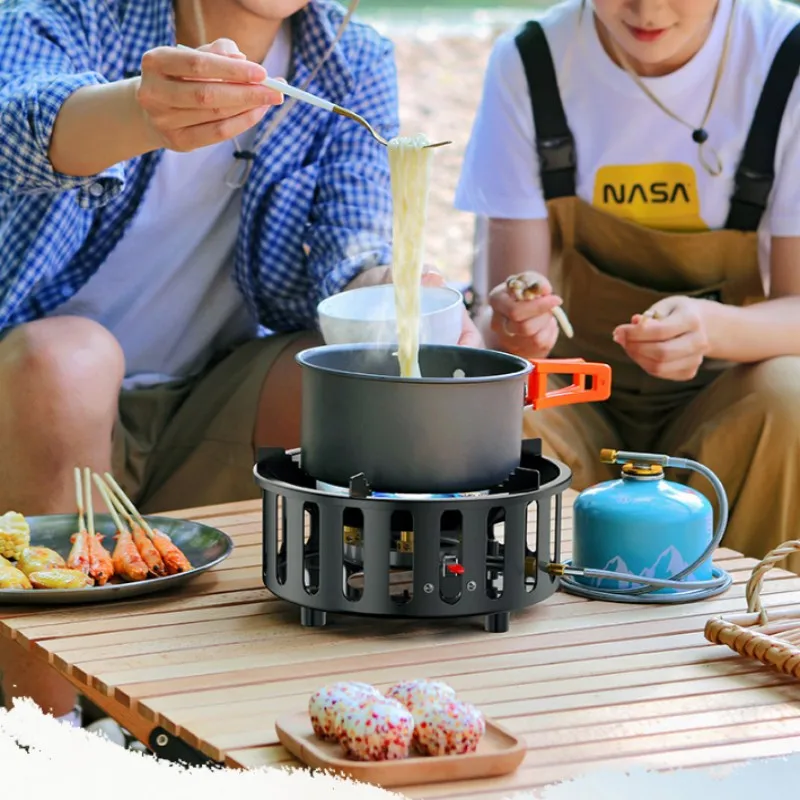 Portable 7-Core High-Power 19800W Camping Stove Windproof Gas Burner with Electronic Ignition for Outdoor Cooking Equipment - Image 4