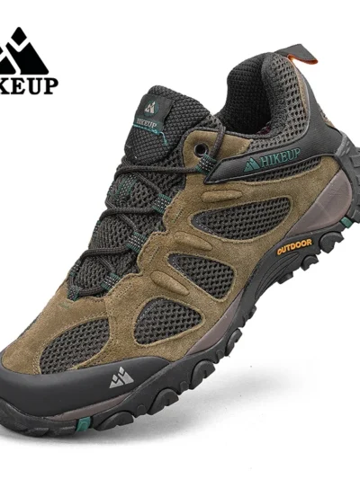 HIKEUP New Non-slip Wear Resistant Men‘s Outdoor Hiking Shoes Breathable Splashproof Climbing Men Sneaker Hunting Mountain Shoes