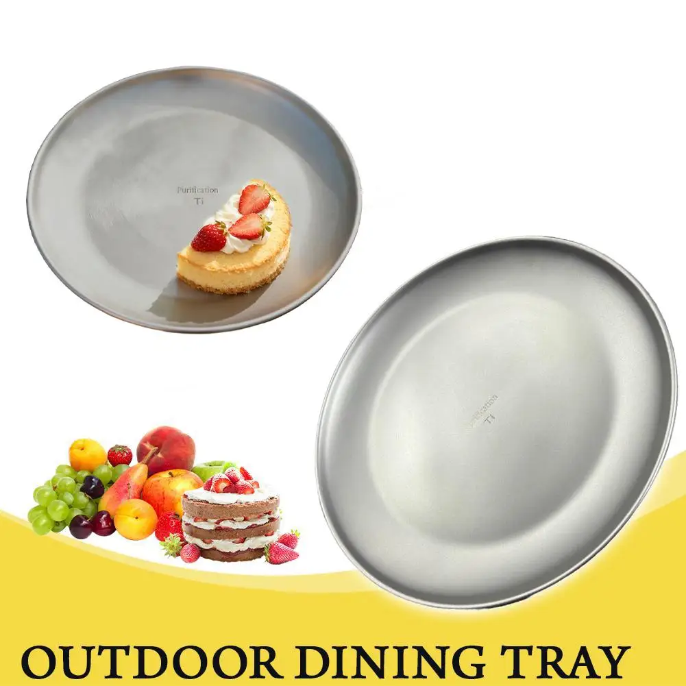 20CM Titanium Camping Plate Multi-Purpose Camping Plate For Barbecue Home Titanium Dinnerware Round Frosted Picnic Gear - Image 3