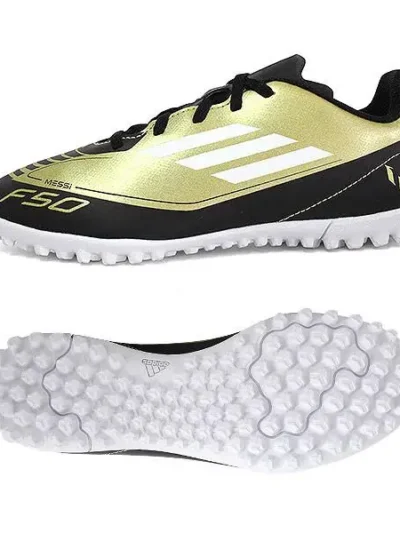 Adidas Messi F50 Club Futsal Cleats Soccer Cleats Shoes Gold Metallic IG9297