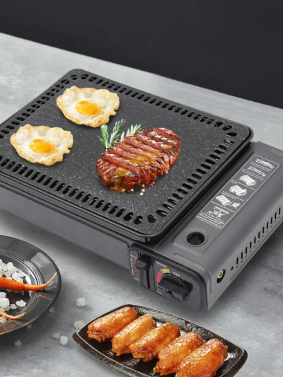 BYMAOCAR Butane Grill with Grill Net Stove Portable Camping Grill Gas Stove for Camping Traveling Trekking