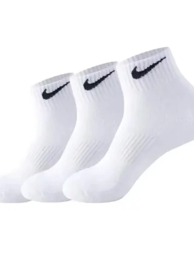 Nike Men's and Women's Sports Socks, Solid Color, Cotton, Breathable, Thick, Odor Proof, Knee-High Sports Socks, Black/White