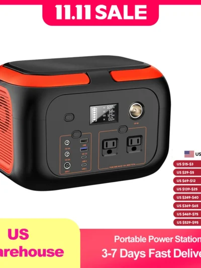Portable Power Station 600W 296Wh/80000mAh Backup Lithium Battery Pack Bank 110V Pure Sine Wave AC Outlet Solar Generator
