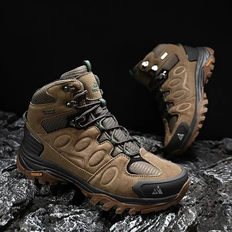 HIKEUP High-Top Men Hiking Boot Winter Outdoor Shoes Lace-Up Non-slip Sports Casual Trekking Boots Man Suede Warm Shoes - Image 5