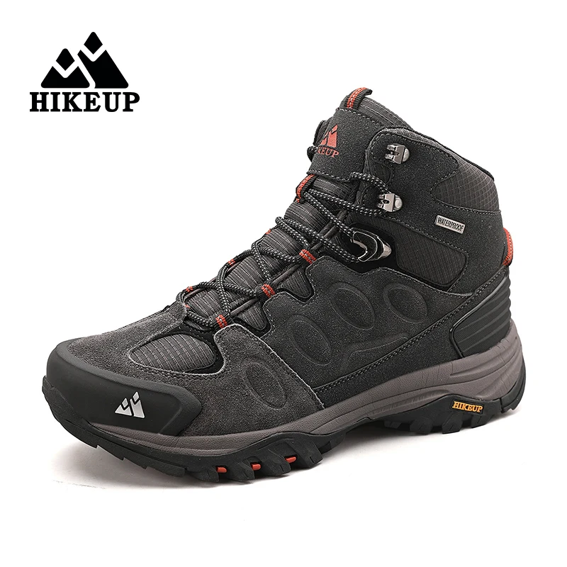 HIKEUP High-Top Men Hiking Boot Winter Outdoor Shoes Lace-Up Non-slip Sports Casual Trekking Boots Man Suede Warm Shoes - Image 3