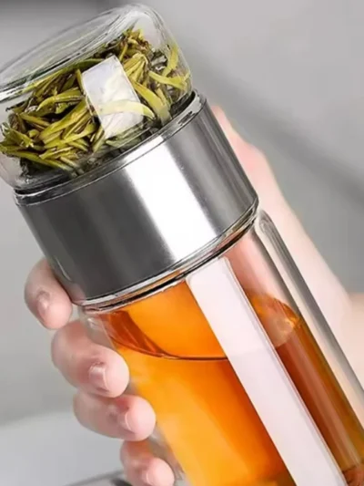 High Borosilicate Glass Tea Water Bottle Double Layer Infuser Tumbler with Tea Filter Drinkware Water Cup for Brewing Bottle