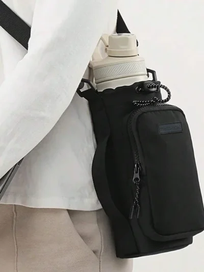 Portable Water Bottle Bag Outdoor Sports Phone Water Bottle Storage Bags Hiking Camping Travel Kettle Bag with Shoulder Straps
