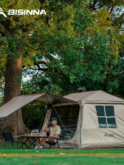 BISINNA One-touch Ridge Type Tent Titanium Glue 3-4 Person Outdoor Automatic Camping Family Tent