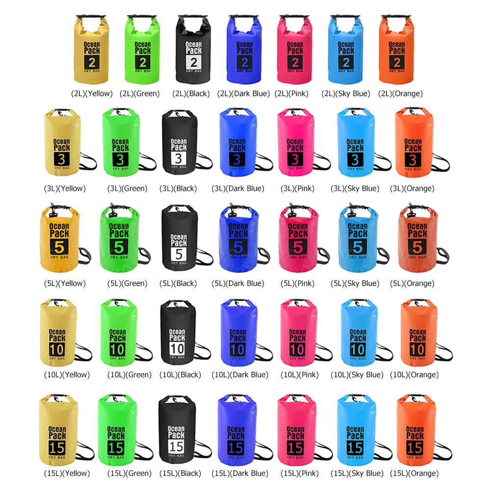 15-2L Swimming Waterproof Dry Bag Outdoor Floating Trekking Beach Backpack PVC Thickened Double-Layer Fabric IPX6 Waterproof Bag - Image 2