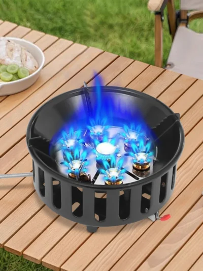 21000W Portable Butane Camping Stove outdoor burner with 2 Adapters Gas Stove propane portable stove for Outdoor Frying Boiling