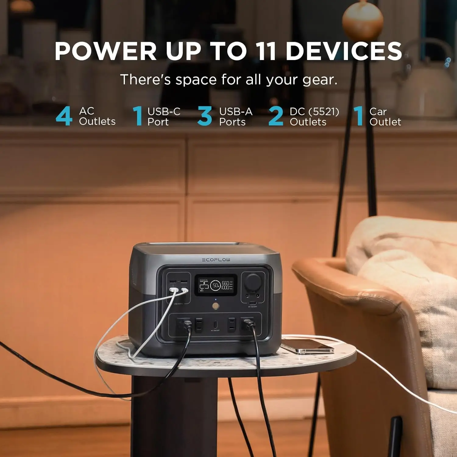 ECOFLOW Portable Power Station RIVER 2 Max, 499Wh/512Wh LiFePO4 Battery/ 1 Hour Fast Charging, Up To 1000W Output - Image 2