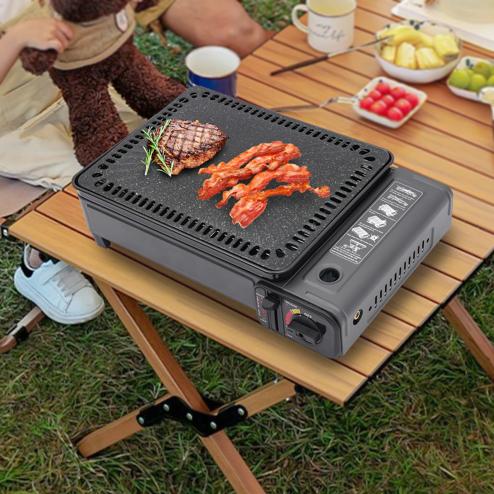 Portable Camping Grill Gas Stove BBQ Grills with Storage Box for Camping Traveling Trekking Travel Accessories 43*28.5*11.5cm - Image 5