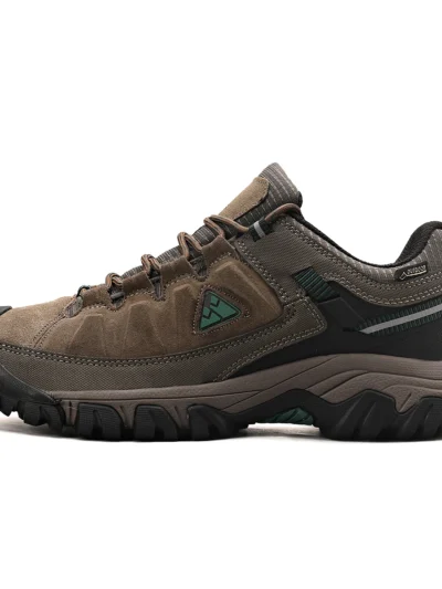 HIKEUP New High Quality Men Hiking Shoes Durable Leather Climbing Shoes Outdoor Walking Sneakers Rubber Sole Factory Outlet