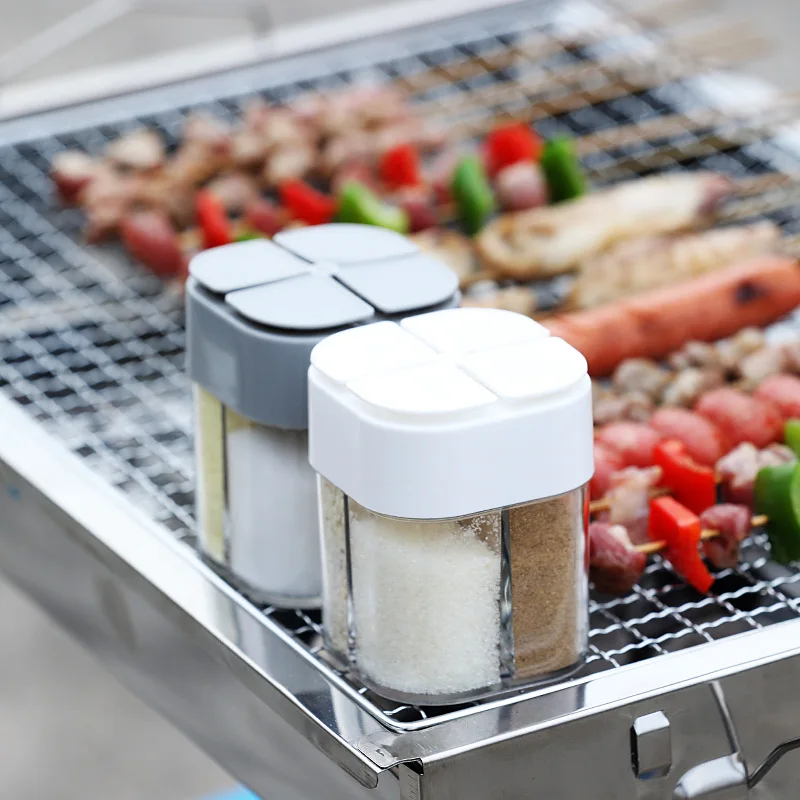 1pc Outdoor Bbq 4-In-1 Transparent Seasoning Box With Lid Pp Harmless Material Travel Camp Seal Storage Box Home Kitchen Storage
