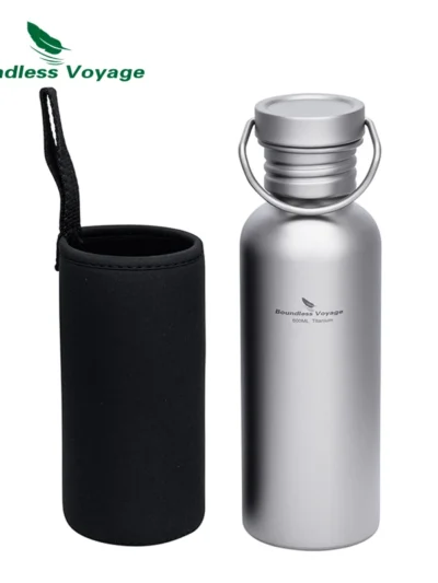 Boundless Voyage Wide Mouth Titanium Water Bottle Reusable Sport Drinking Bottle for Camping Hiking Picnic Climbing Running