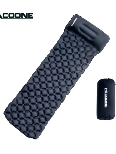 PACOONE Outdoor Camping Sleeping Pad Folding Sleep Mat Beach  Inflat Mattress with Pillows Ultralight Air Mat Travel Hiking New