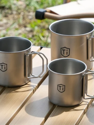Outdoor Camping Titanium Purification Foldable Water Cup Anti-Mold Drinking Mug for Home Outdoor Picnic Beer Coffee Cold Drinks
