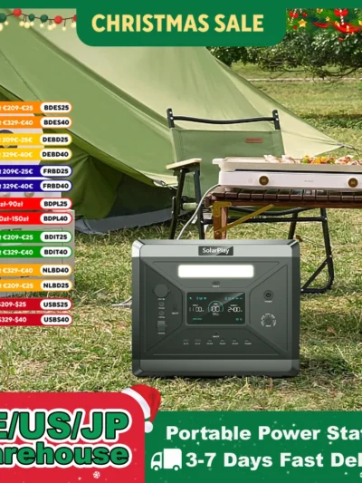 SOLARPLAY Q2501 Portable Power Station 2160WH LiFePO4 Battery with 2400W (4800W Peak) AC Output Solar Generator for Garden Party